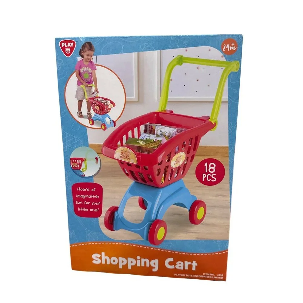 Playgo Kids Shopping Cart Toy With 18 Pieces For Imaginative Play